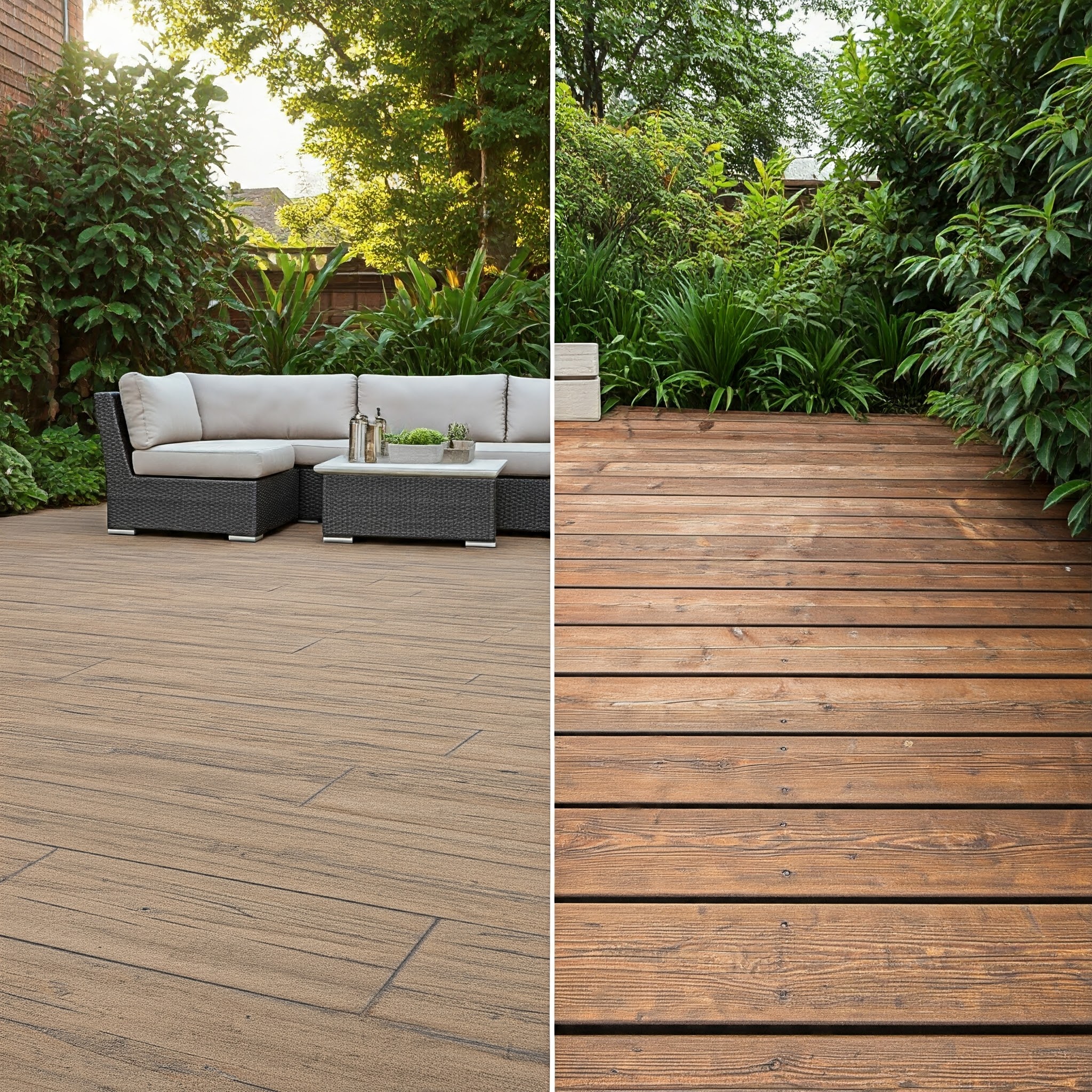 2 Wood Stamped Concrete vs Real Wood for Outdoor Spaces 2 Wood Stamped Concrete vs Real Wood for Outdoor Spaces